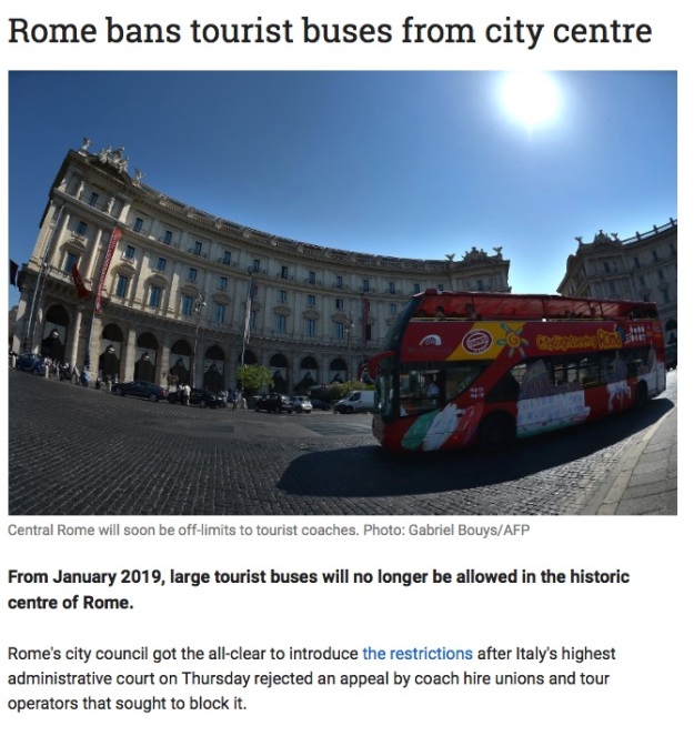 Rome BANS Tourist Buses from City Center